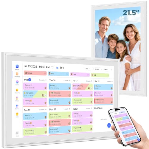 Image of 21.5 inch Smart Wall Calendar 2026 Planner & Chore Chart, Touchscreen | Touchscreen Display Electronic Calendar, Wall & Desk Mount, Wi-Fi Sync, Wall Planner, Kitchen & Office Use, Gifts for Mom