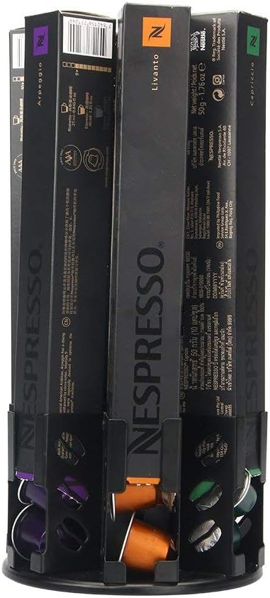 RECAPS Coffee Capsules Pods Holder Carousel 360 Degree Revolving for Stores 60 Pods Compatible with Nespresso Cast Iron Black Color