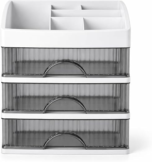 HoopVool® Countertop Organizer with Drawers Plastic Storage for Makeup Brush,Hair Accessories,Jewelry,Skincare Vanity Disp...