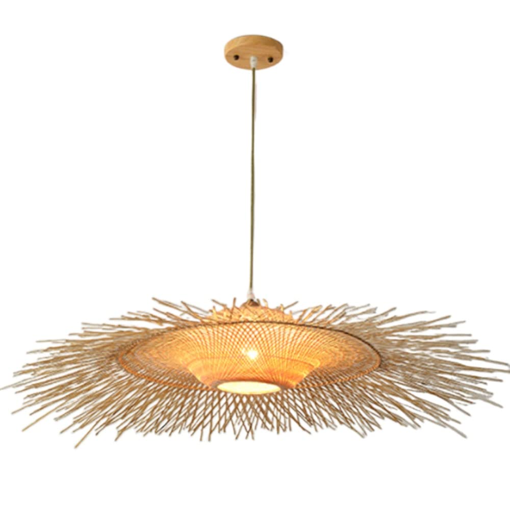 LYMSXAZOU Creative Rattan Chandelier Farmhouse Wicker Pendant Lighting Shade Southeast Asia Style Tropical Coastal Hanging Lamp Bamboo Basket Light For Dining Room Kitchen Island