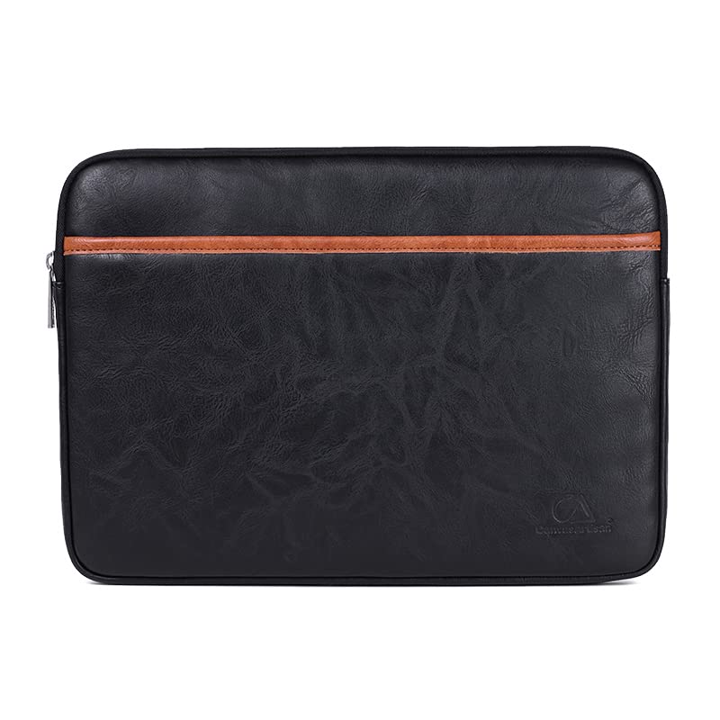 Red LemonCanvas Artisan Premium Universal Laptop Sleeve 13.3" 13.3 Inch PU Leather Case Bag Briefcase Water-Resistant Shockproof for MacBook Air Pro Laptop Notebook Tablet (Black & Brown)