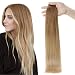 Full Shine 14 inch Real Human Hair Tape Balayage Extensions Color #10 Light Brown Fading to #14 Blonde Balayage Human Hair Extensions 20 Pcs 50gram