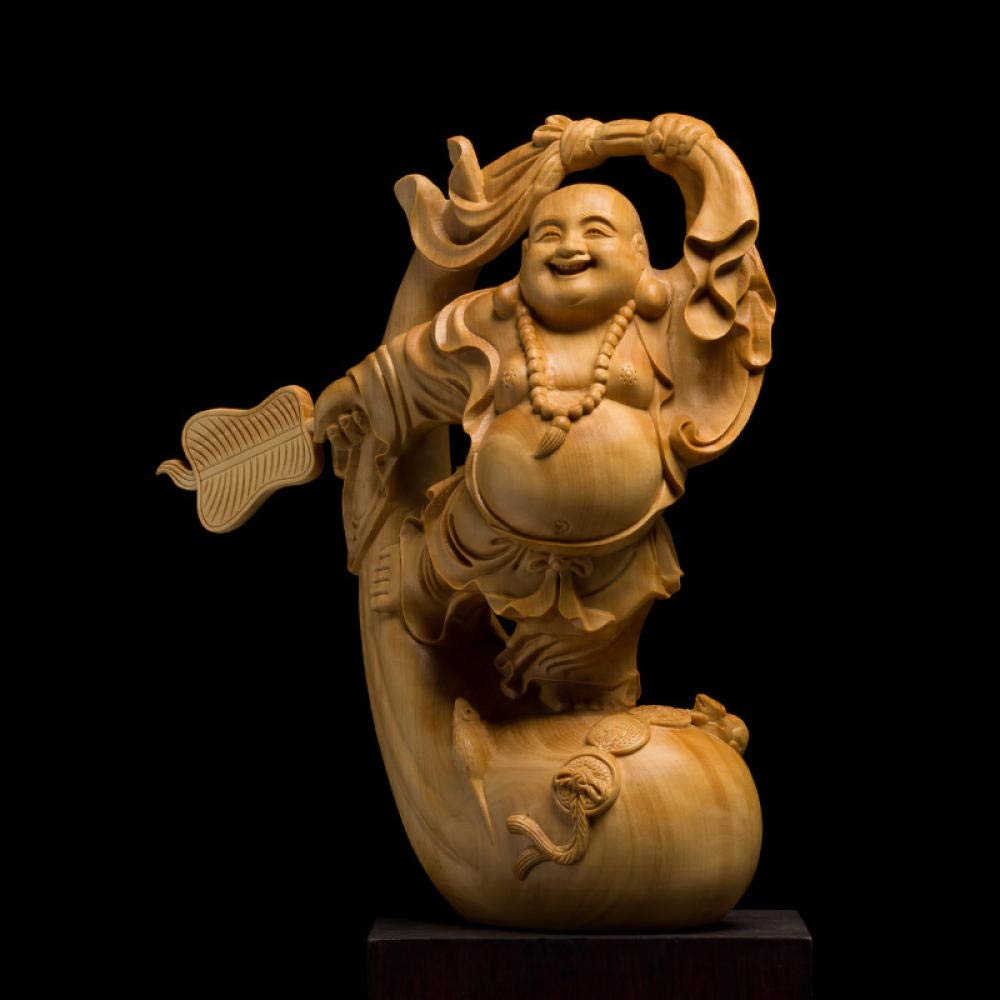 Amazon.co.jp: 像の彫刻 弥勒菩薩幸せな仏中国のツゲの木の彫刻無垢材