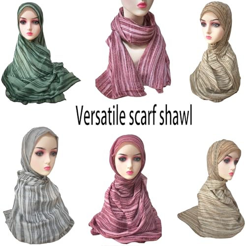 Premium Hijab Scarf for Women Lightweight stripe Scarves Soft Cotton Hijabs Head Wraps for Muslim4