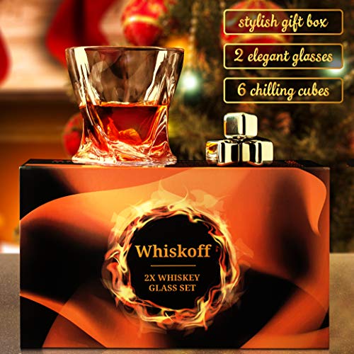 image for W WHISKOFF Whiskey Glass Set of 2 - Scotch 6 Stainless Steel Chilling 