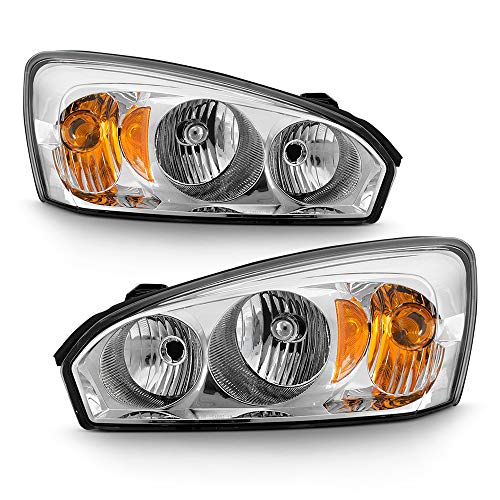 VIPMOTOZ Chrome Housing OE-Style Headlight Headlamp Assembly For 2004-2007 Chevy Malibu & 2008 Classic Model, Driver & Passenger Side