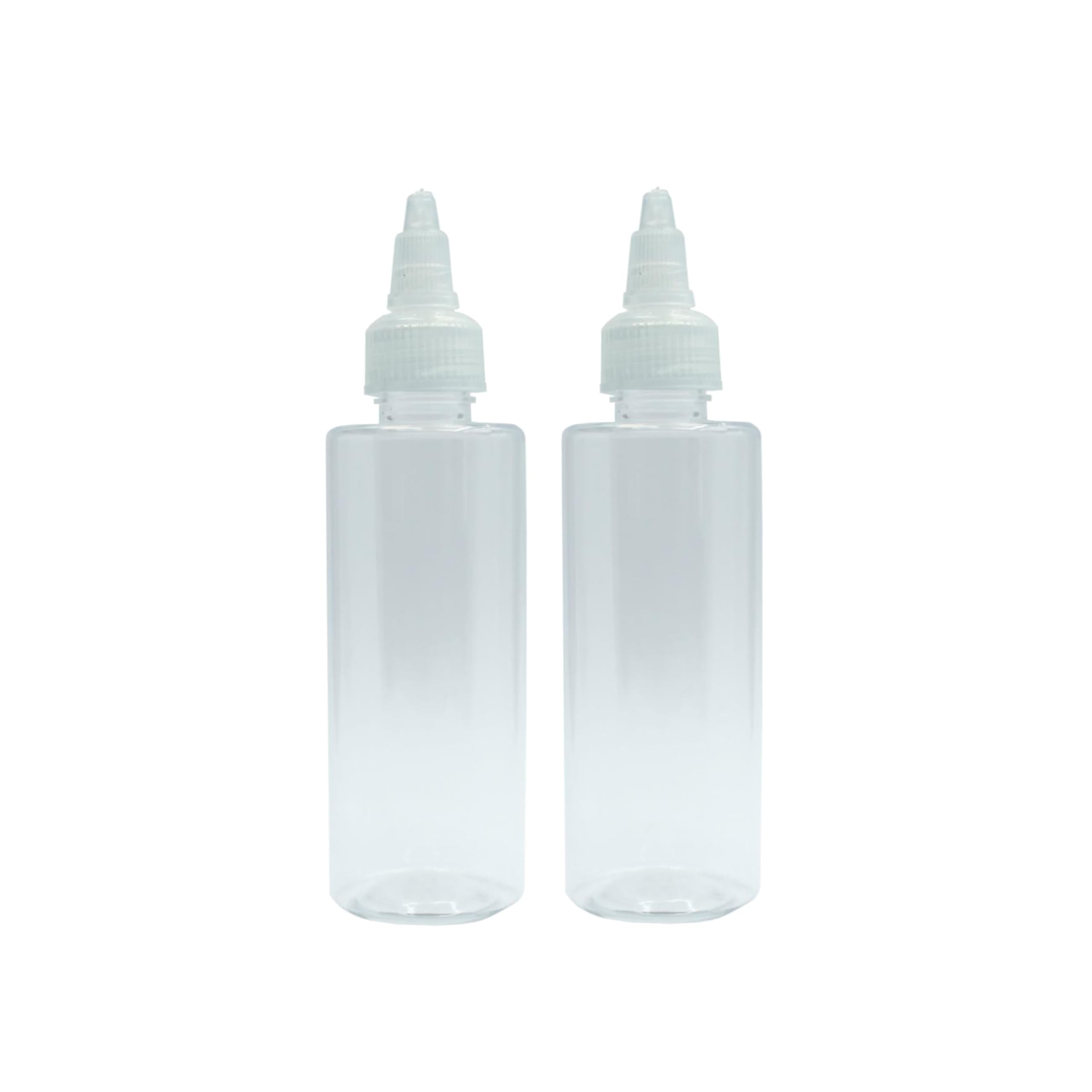 PHARCOS 100ml Twist Top Applicator with Transparent Bottle, Refillable, Open/Close Nozzle for applying Hair Oil,Shampoos, DIY Care and Medicine Directly on Scalp and Hair Roots (Pack of 2, Plastic)