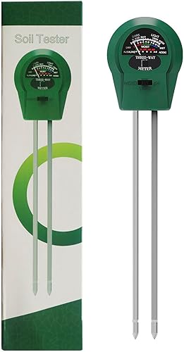 Medidor de pH del suelo 3 en 1: probador de humedad, luz y pH para jardín, césped, granja, cuidado de plantas en interiores y exteriores, verde