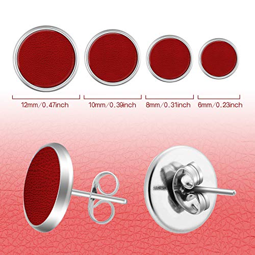 20 Pairs Colorful Round Druzy Stud Earrings for Women Faux Leather Stud Earrings Bulk Stainless Steel Boho Pierced Jewelry3
