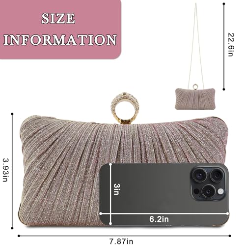 Image of Clutch Purse for Women, Evening Bag with Removable Chain Strap Elegant Handbag for Wedding /Prom /Cocktail /Party