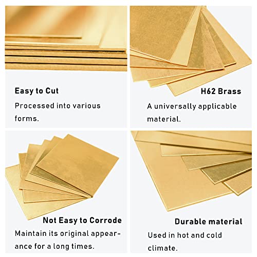 Tynulox 8 Gauge Brass Sheet，H62 Brass Plates Metal 0.118" Thickness X 3.9" Width X 3.9" Lenght, For Models, Crafts, Repairs, Electrical, 2Pcs #TOP2