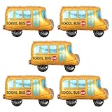 5 PCS Back to School Balloons, School Bus Kindergarten Balloon for Classroom Welcome Back to School Decorations Large Aluminum Foil Balloon Set First Day of School Party