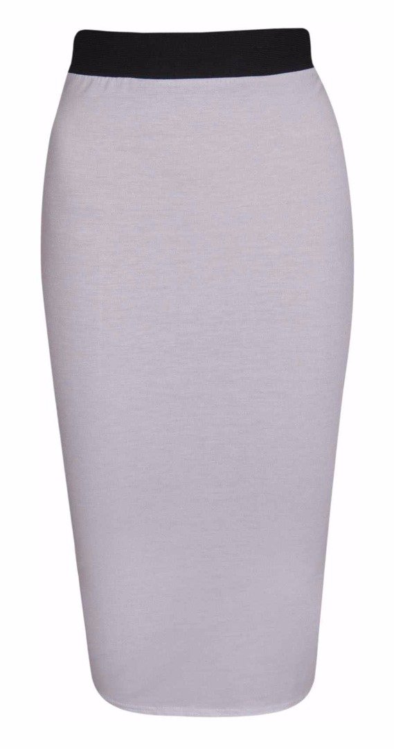 Elum Women's White ® Plain Office Bodycon Pencil Midi Skirt