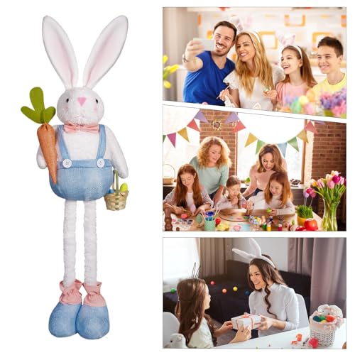Décoration de Pâques : lapin debout en tissu pour étagère vide