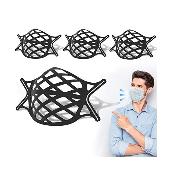 4-Pack-Face-Mask-Bracket-Large-3D-Silicone-Mask-Bracket-with-Ear-Loops-Internal-Support-Frame-for-Cloth-Mask-Adult-Cool-Lipstick-Protection-Black Shaboo Prints 4 Pack Face Mask Bracket Large 3D Silicone Mask Bracket with Ear Loops Internal Support Frame for Cloth Mask Adult Cool Lipstick Protection, Black