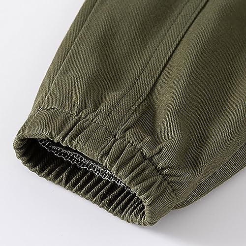 Toddler Boys Cargo Khaki Pants Elastic Waist Cargo Harem Pants for Baby Boys Pull On Joggers Wide Leg Khaki Trousers4