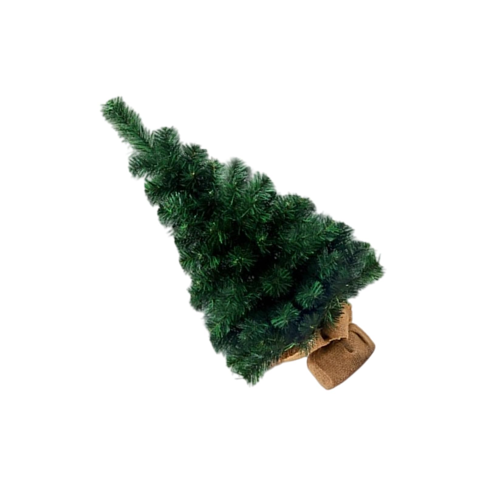Miniature Christmas Tree Ornament MultiSize Option for Desktop Shelf Seasonal Store Window Display Miniature Christmas Tree with Burlap Base Shape with a Burlap Base