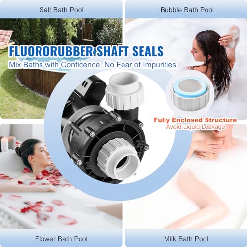 Image of VEVOR 2 Speed SPA Pump, 48-Frame, AC 110-120V Hot Tub SPA Pump, 1.5 HP / 150 GPM / 42.65 ft High Speed or 0.46 HP / 70 GPM / 9.18 ft Low Speed, 2'' Port 90 Rotational Interface for Hot Tub