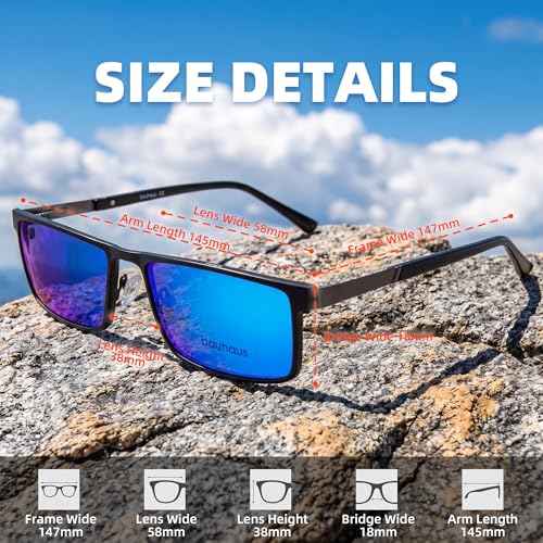 Image of Bauhaus Magnetic Clip on Sunglasses Women Polarized UV Square Men Sunglasses Night Driving Eyeglasses For Fishing Hiking