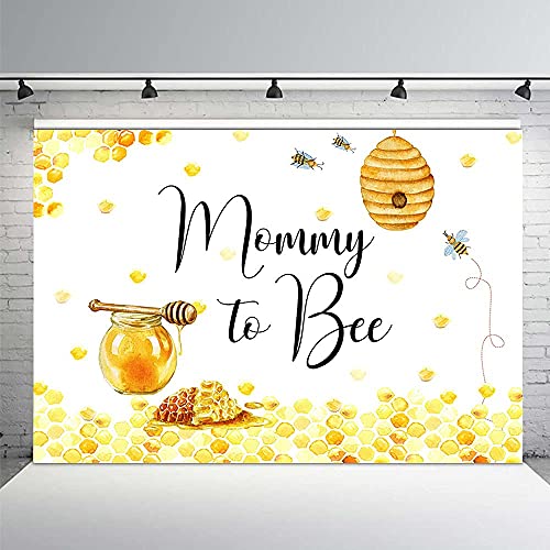 MEHOFOND 7x5ft Mommy to Bee Theme Backdrop Yellow Honeycomb Boy Girl Baby Shower Party Banner Supplies Decor Photo Video