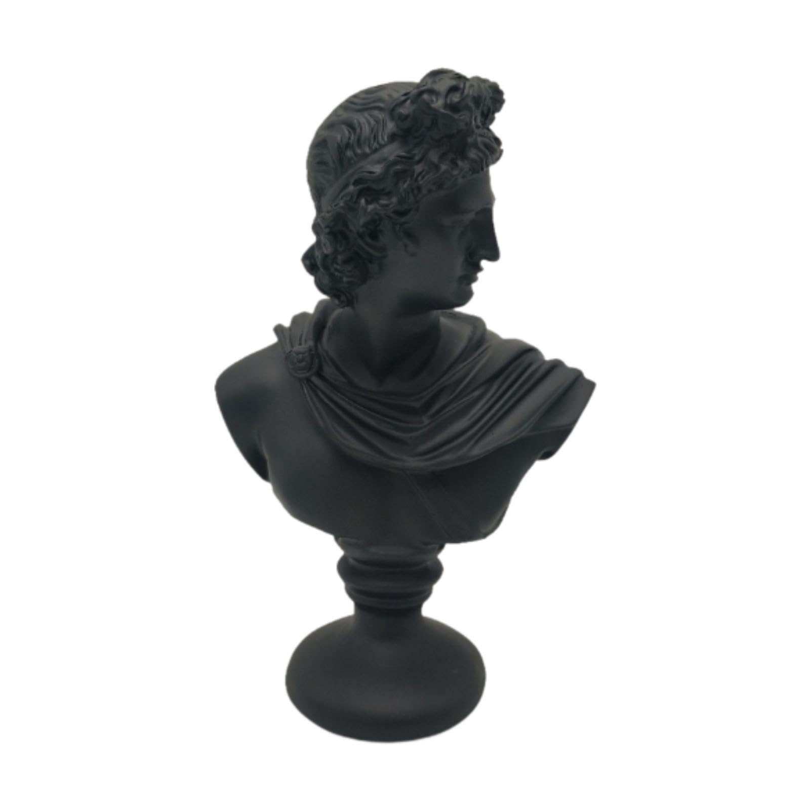 Busto de de la mitología Griega clásica. Regalo excepcional. Esculturas de Resina meticulosamente elaboradas para entusiastas del Arte. Decoración, Apolo Negro