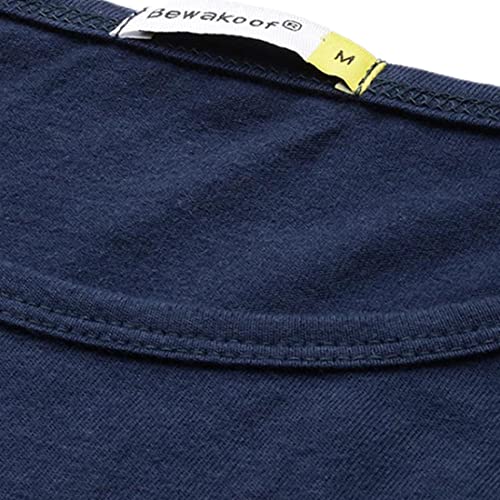 Image of Bewakoof Men's Typography Blue Round Neck Sleeveless Vest