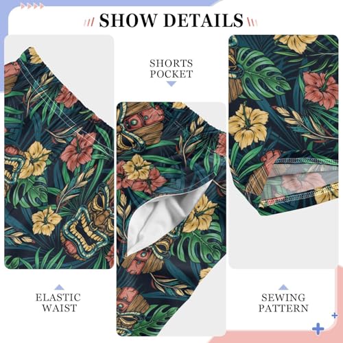 ZZXXB Ethnic Aloah Flowers Boys Long Pants Soft Trousers Elastic Waist Kids Lounge Bottoms with Pockets S-XL4