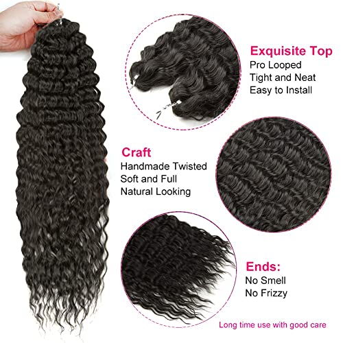 YEESHEDO 3 Packs 22" Ocean Wave Crochet & Wavy Synthetic Braid Hair Extension for Women (Black), 1B#, 55.9 cm - Image 2