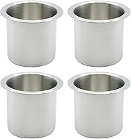 Anxingo 4-Pack Stainless Steel Drop-In Cup Holders for Boats RVs Yachts Poker Tables Cars - Rust-Resistant Silver Drink Holders 3.35" Diameter