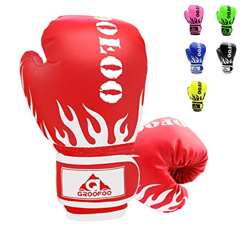 Kids Boxing Gloves 6oz Punching Gloves for Kids 9-14 Traning Gloves for Punching Bag Kickboxing Sparring Muay Thai MMA Fight Gloves - Red