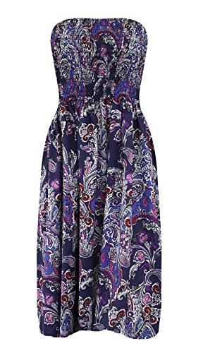 Image of Zyyfly Tube Top Dress Women Summer Beach Coverup Stretch Smocked Strapless Dress