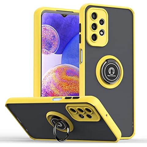 MOJIA for Vivo Y55 5G Case, Slim TPU Bumper, Premium Full Protection Hard PC Protective Cover with Ring Holder Shell. Yellow Cover