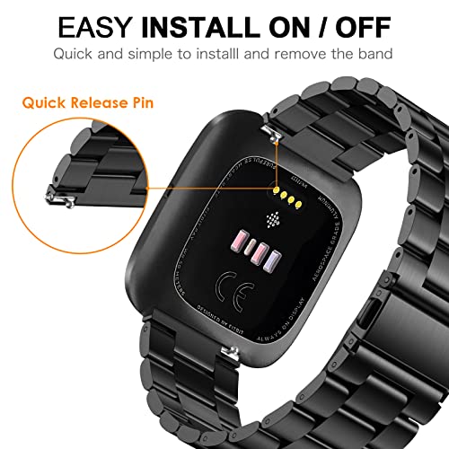 Hatolove Compatible with Fitbit Versa 2 Strap/Fitbit Versa Strap, Metal Stainless Steel Band Adjustable Replacement Strap Compatible with Fitbit Versa, Versa 2, Versa Lite - Image 3