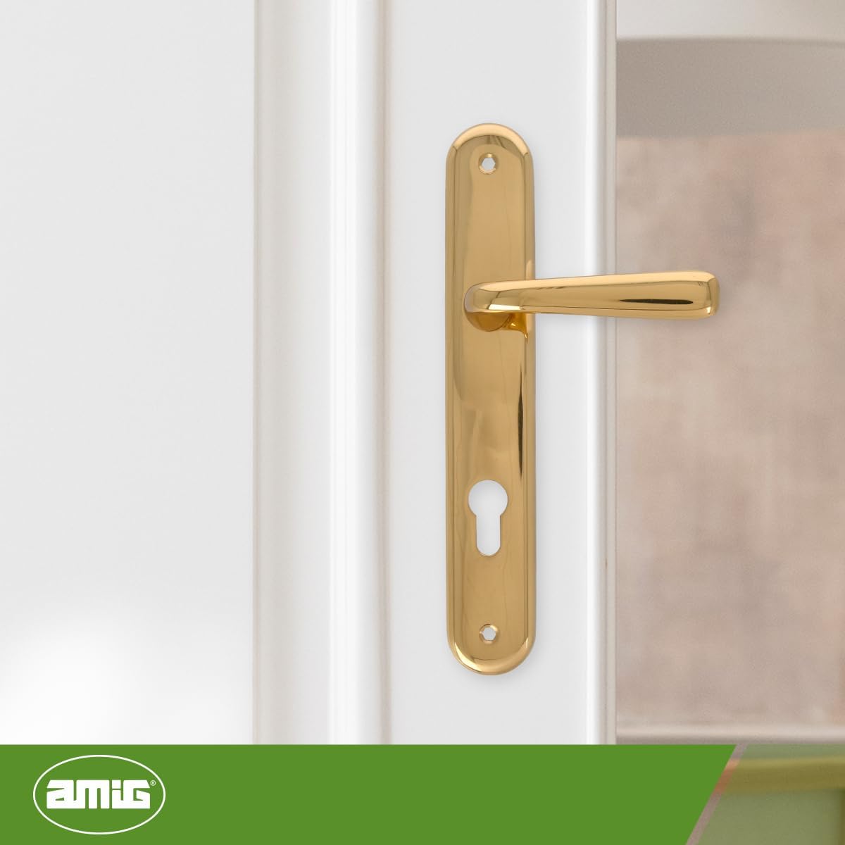 Amig - 252PB85 Polished Brass Door Handle Set | Corrosion Resistant, Easy Installation | Ideal for Interior & Exterior, 250x40mm, Poliert, Messing