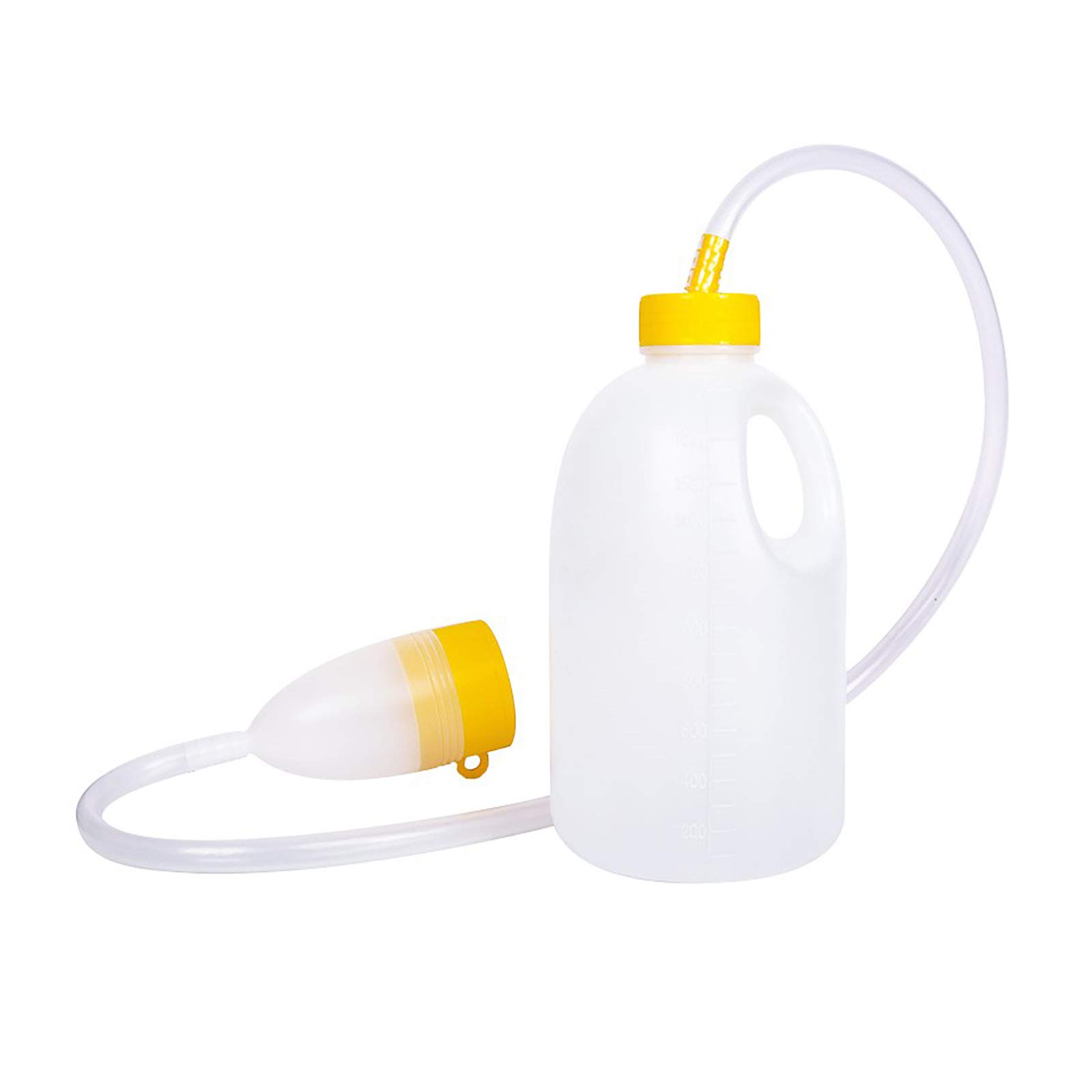 YNGJUENCP Travel Male Bed Urinal Pee Bottle Night Drainage Container Urine Collector with Tube for Men,1700ML (Yellow)(Size:2pcs)