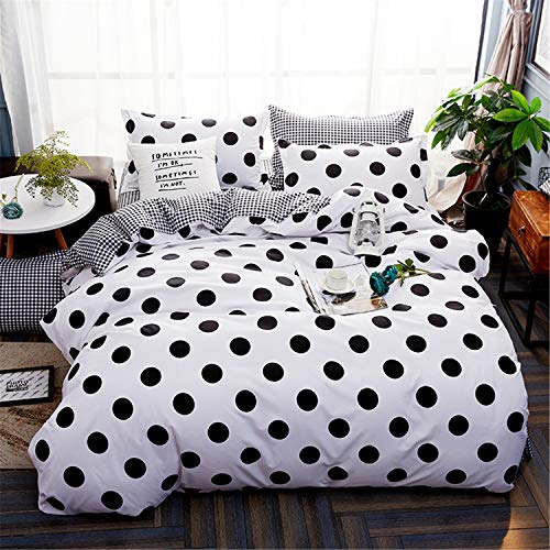Odot Housse de Couettes Parure de Lit 2 Personnes, 3 Pièces à Pois Microfibre Confortable Ensemble de Literie avec 1 Housses de Couettes 2 Taies d'oreillers Single King (220x240cm,Noir Blanc)