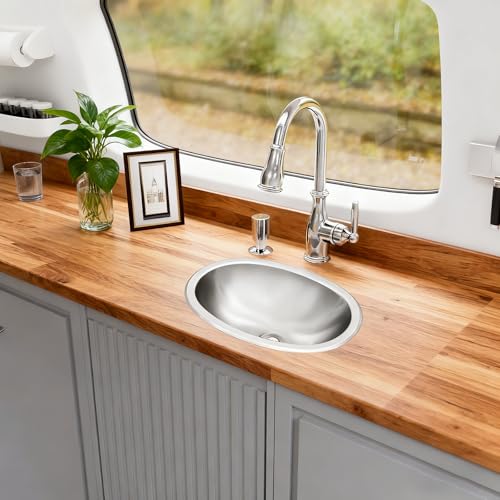 Image of RV Kitchen Sink, 16 inch x 11 inch x 5 inch Stainless Steel Bar Sinks, 16 Inch Small Kitchen Sinks Can Be Used At Rv, Outdoor, Bathroom,laundry, Included Sink Drain Assembly