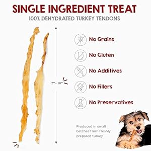 Rileys turkey tendons for canines made in the usa  sourced in the usa  single ingredient canine treats  all pure turkey tendon chews for canines  4 oz   cucciolini doodles