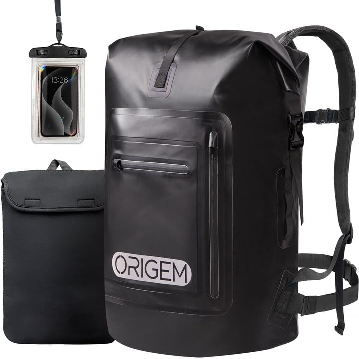 [Origem] ドライバッグ 防水バッグ 35L/55L/85L 大容量 完全防水 リュック 新型素材 折りたたみ式 防塵 3色 登山 旅行 ハイキング アウトドア(ブラック,85L)