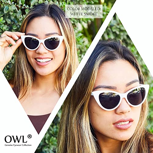 Owl Cat Eye Glasses For Women Retro Vintage 1950 Inspired White Frame Clear Lens #TOP4