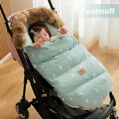 HOUSBAY Baby Stroller Bunting Bags Stroller Footmuff Universal Sleeping Bag Winter Outdoor Hooded Bunting Bag Windproof and Water-Resistant Suitable Below 5 ℃ - 5
