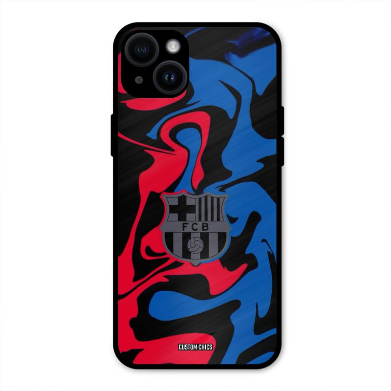 Image of PrintShield FC Barcelona Comic Back Cover for iPhone 14 Plus, Shockproof Printed Phone Case with Soft TPU Sides & Anti-Slip Grip