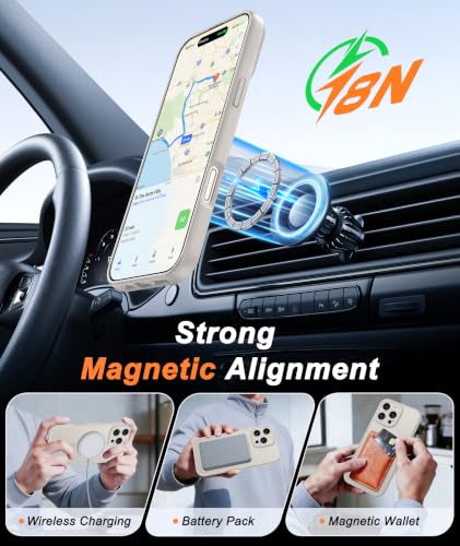 Image of FNTCASE for iPhone 16 Pro-Max Case: Translucent Off White Fit for MagSafe