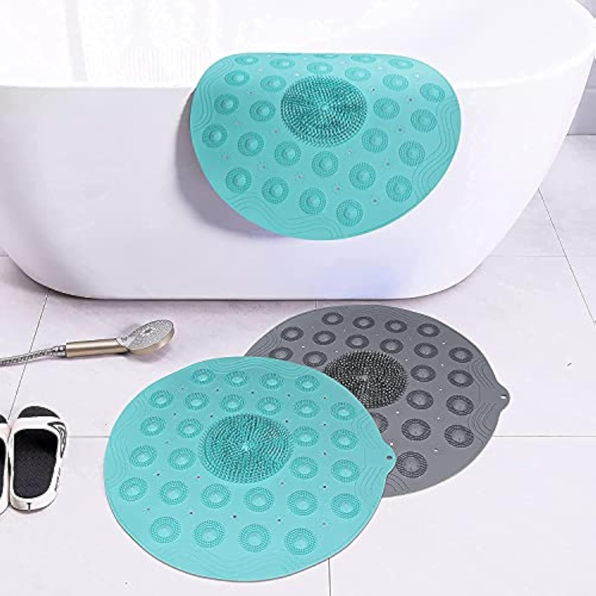 Round Silicone Non-Slip Bath Mat with Suction Cups