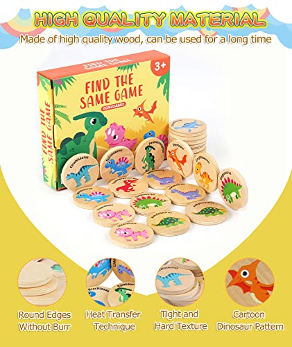 Protado 24-Piece Wooden Dinosaur Memory Matching Card Game for Kids 5.99 + Free Shipping w/ Prime or on 35+ + 40% Off Code GAKAFHE0 - image 4