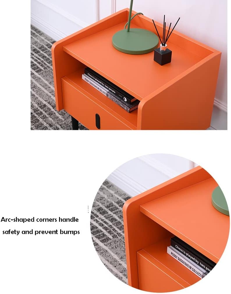Nightstands Indoor Simple Bedside Table Modern Bedroom Orange Bedside Storage Cabinet Home Living Room Multi-Layer Locker Bedside Tables (Color : B) (A)