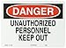 Brady 95381 14" Width x 10" Height B-401 Plastic, Black and Red on White Admittance Sign, Header "Danger", Legend "Unauthorized Personnel Keep Out"