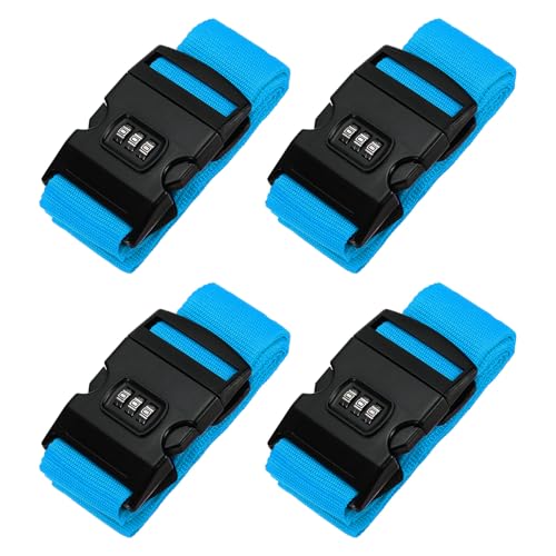 Image of PATIKIL Luggage Straps, 4 Pack Suitcase Straps Adjustable Luggage Belts Strap with Combination Lock for Luggage Suitcases Travel, Light Blue
