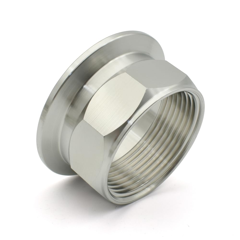 1PC 2" DN50 BSPT 304 Stainless Steel Internal Thread Hexagonal 64mm Tube Fittings Three Clip Brass Hose