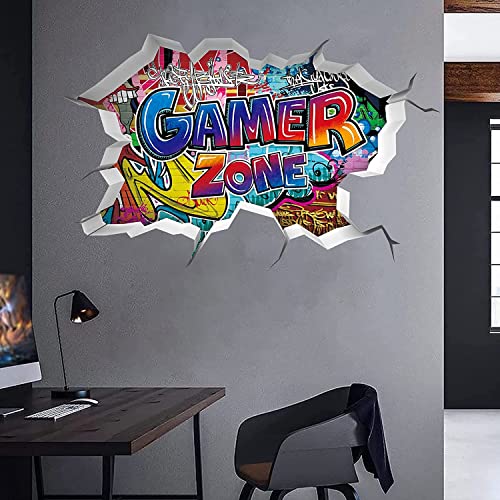 Toarti 3D Game Wall Decals,Gaming Wall Stickers For Boys Room Gamer Zone Sticker Video Gaming Wallpaper For Kids Playroom Decor #TOP2